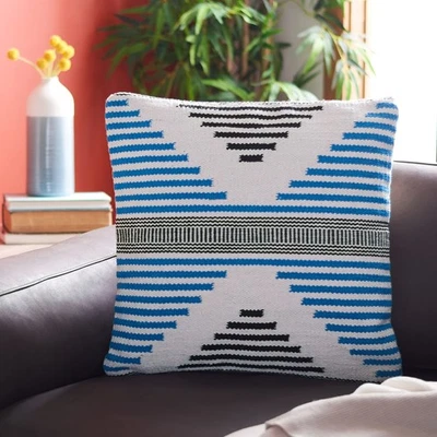 Home Collection Raissa Blue/Beige Stripe 20-inch Square Decorative Accent Thr... - Image 1 of 3