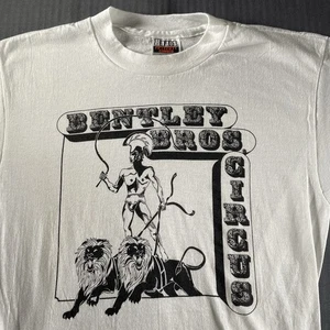 Camisa Circo Bentley Bros De Colección Para Hombre Grande Gris Gráfico Hecha en EE. UU. 50/50 80s - Imagen 1 de 8