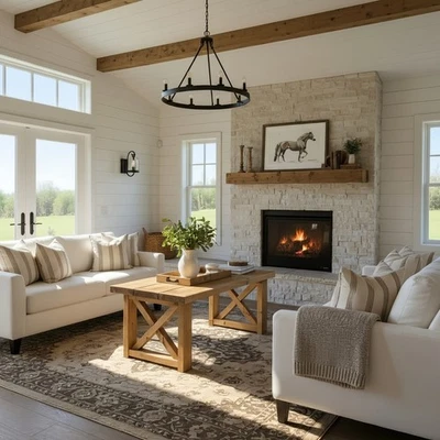 Timber Cross Legs Farmhouse Solid Wood Rustic Coffee Table - Image 1 of 4