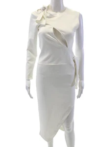 Maurie and Eve Womens Long Sleeves Cut Out Tie Shoulder Dress White Size 4 - Picture 1 of 7