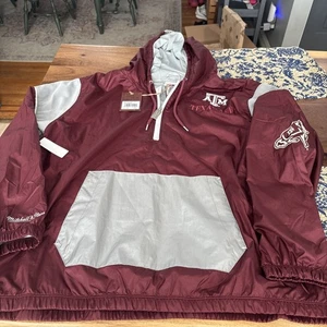 MENS NCAA Mitchell & Ness Texas A&M Aggies Quarter-Zip Hooded Jacket XL NWT $135 - Picture 1 of 14