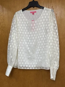 Blusa Top Lilly Pulitzer Mujer XL Crema Clara Manga Larga con Forro Blanco Nueva con Etiquetas - Imagen 1 de 8