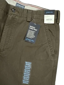NWT St John's Bay Men's Vintage Chino Pants Military Olive Flat Front Size 34X30 - Picture 1 of 10
