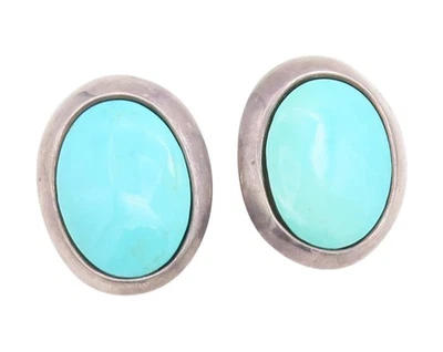 Pendientes Vintage Plata de Ley 925 ZINA Cabujón Turquesa Clip En EG13951 Foto 1 de 4