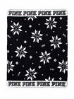 VICTORIA'S SECRET PINK Logo Super Soft Fleece Blanket Black White Snowflake50x60