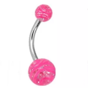 Bauchring Acryl Zebra Streifenmuster rosa nicht baumeln Marine Stahl - Bild 1 von 3