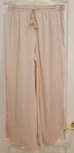 C&C California Pants Women's Large Champagne Wide Leg Drawstring Pockets Silky - Picture 1 of 5