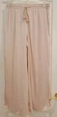 C&C California Pants Women's Large Champagne Wide Leg Drawstring Pockets Silky - Image 1 of 4