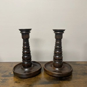 Holz Kerzenständer Halter Messing Aufsätze Tablettfuß - Bild 1 von 9