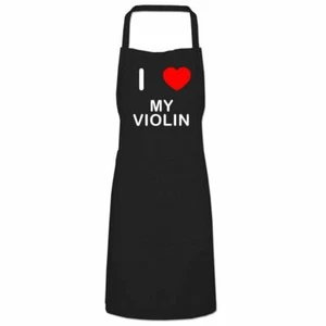 My Violin I Love Kitchen Apron Bib with Adjustable Neck and Ties - Picture 1 of 10