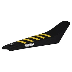 Cubierta de asiento Cobra CX 65 2022-2024 de Enjoy Mfg todo negro amarillo costillas #429 - Imagen 1 de 4