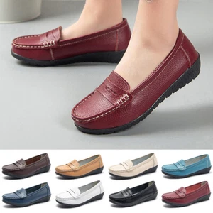 Womens Flats Slip On Pumps Walking Ladies Round Toe Breathable Boat Shoes - Picture 1 of 55