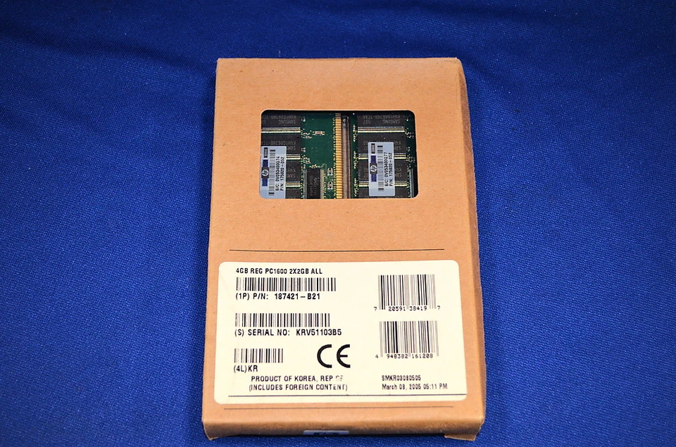 NEW SEALED 4GB (2X2GB) HP 175920-052 PC1600 200MHZ DDR PC1600  REG RAM MEMORY - Image 1 of 1