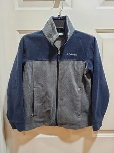 Columbia Sportswear Fleece Jacket Boys Small (8) Blue And Gray Zip Pockets - Picture 1 of 4