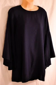 women's necesssary objects navy blue dress size Small big bell sleevves back zip - Picture 1 of 8