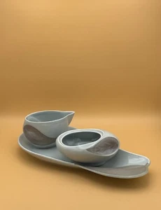 Crema, azucarero y bandeja Canonsburg Pottery Americana Willard George DE COLECCIÓN - Imagen 1 de 7