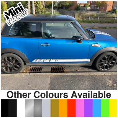 Mini Cooper S, Mini One, strisce laterali decalcomanie grafiche vinile R50/52/53/ R56 / F56 - Immagine 1 di 4