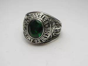 SILVER 925 , RING , DISABLED AMERICAN , USA , VETERANS  RING ,  US size 13.5 - Picture 1 of 6