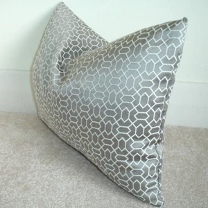 Grey Cushion Cover Oblong Bolster Upholstery Satin 16" x 12" With Zip 12x16 - Picture 1 of 3