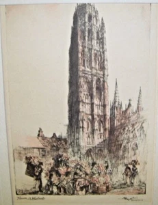 Antique Print Lithograph Rouen Cathedrale Rouen France - Picture 1 of 4