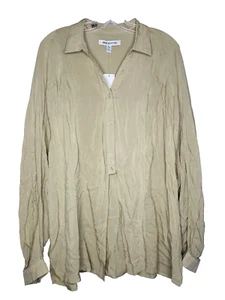 Urban Outfitters Khaki Tan Lightweight Button Down Flowy Blouse Size XL NEW - Picture 1 of 5