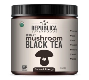 La Republica USDA Organic Mushroom BLACK TEA (Full-Fruiting Bodies) 70 Servings - Picture 1 of 8