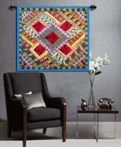 HAND EMBROIDERED INDIA ETHNIC ART DÉCOR VINTAGE BEADED WALL HANGING TAPESTRY 40" - Picture 1 of 10