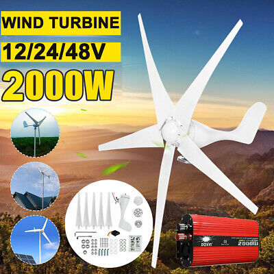 2000W Wind Turbine Generator Windmill 5 Blades Charge Controller Inverter Kit • 296.80€