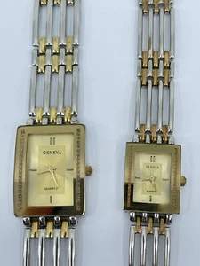 Geneva Classic Collection his hers quartz wristwatch set IOB gold silver tone - Picture 1 of 24