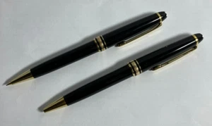 Lot of 2 Montblanc Meisterstuck Black Ballpoint Pen Mechanical Pencil 3 Refills - Picture 1 of 6