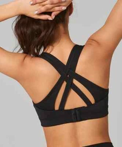 Yvette High Impact Sports Bra Black 5XL+ Criss Cross Back Running for Plus Size - Picture 1 of 11