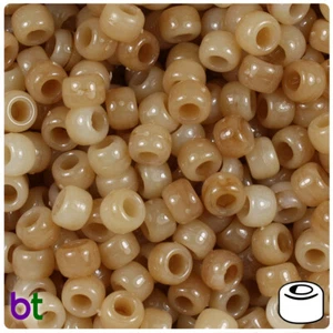 BeadTin Light Bone Mix Opaque 9mm Barrel Pony Beads (500pcs) - Picture 1 of 1