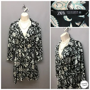 Zara Black Mix Paisley Retro Skater Dress Small - Picture 1 of 12