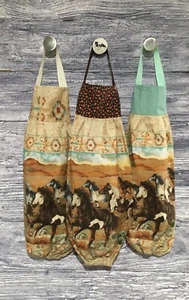Plastic Grocery Bag Rag Sock Holder Mustang Horses Paint Gruilla Galloping Herd - Picture 1 of 6