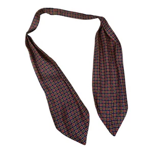 VINTAGE 60s Silk Paisley Cravat Blue Red Mod Scooter Tie Scarf 1960s - Picture 1 of 4