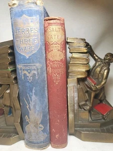 Altes antikes Buch Lot 2 Aufsteller Dekoration Dekor 1800er Vintage feine Bindungen - Bild 1 von 24