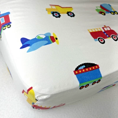 Wildkin Planes Trains Trucks Fitted Crib Toddler Sheet And Matching Pillow Case - Image 1 of 4