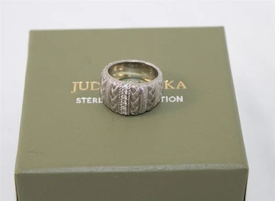 Judith Ripka Sterling Silver Woven Design CZ Dome Ring Size 6 with Box - Image 1 of 4