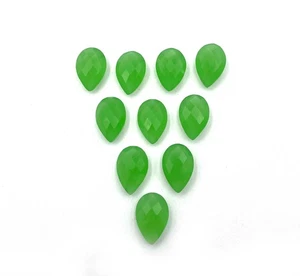 Natürlicher Chrysopras Chalzedon Birne Briolette Schliff 10 Stck. 10*14,50-10*15 MM 42 CT - Bild 1 von 6