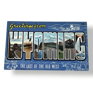Postcard Greetings From Wyoming Large Letter Linen Card D507 - Picture 1 of 2