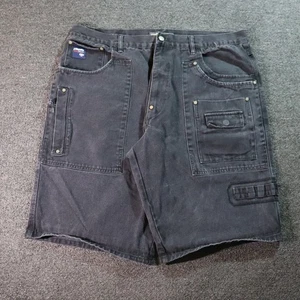 Y2K/2000s PELLE PELLE BAGGY POCKET DENIM BLACK SKATER JORTS W42 - Picture 1 of 7