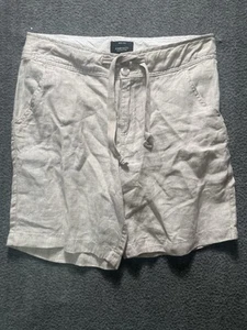 Pantalones Cortos Jones & Co 100% Lino Para Mujer Tostado Pequeño 4 Playa Costero Boho Bohemio - Imagen 1 de 9