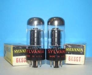 6K6GT NOS Sylvania radio audio amplifier vacuum tubes 2 valves tested 6K6G USA - Picture 1 of 3