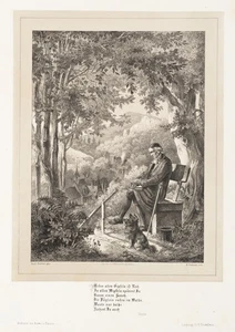 STELZNER (*1833) nach GEISSLER (*1834), Mann in besinnlicher Ruhe, Lith. - Bild 1 von 5
