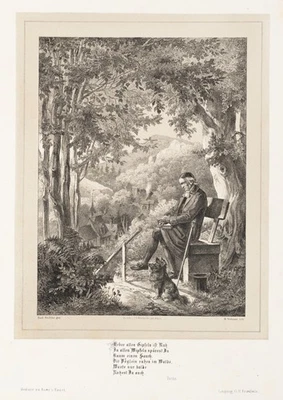 STELZNER (*1833) nach GEISSLER (*1834), Mann in besinnlicher Ruhe, Lith. - Bild 1 von 4