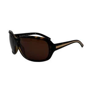 Authentic Prada Sunglasses Square Oversized Shield Wraparound Brown Gold Logo - Picture 1 of 8