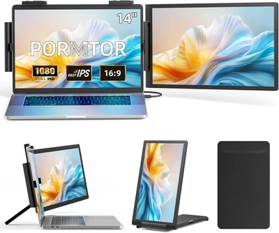 Pornitor Laptop Screen Extender, 14" FHD 1080P IPS Laptop Monitor Extender - Image 1 of 4