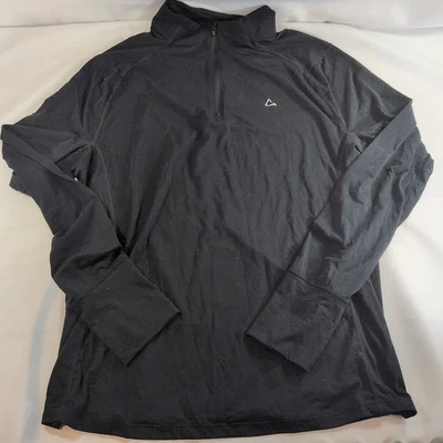 Paradox Long Sleeve 1/4 Zip Shirt Merino Wool Blend Collared Black Women's XL - Image 1 of 4