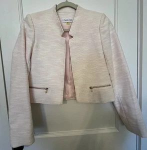 Calvin Klein Sz-4P, Pink/White Open Front Jacket w/Zip Pockets - Picture 1 of 18