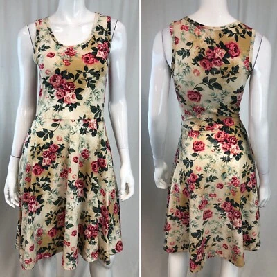 LuLaRoe Small Floral Vintage Rose Fit & Flare Stretchy Knee Length Summer Dress - Image 1 of 4